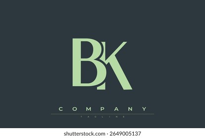 BK Modern Initials Logo Design. Branding logo with stylized initials showcasing bold design and modern aesthetic. Ideal for professional business branding or creative projects focusing on minimalistic