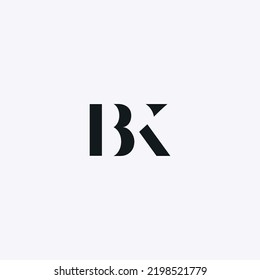 BK monogram fashion logo with stencil style letters - black and white.