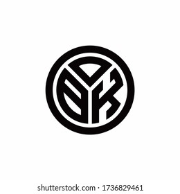 BK monogram logo with circle outline design template isolated on white background