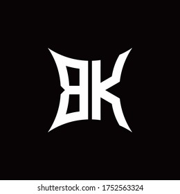 BK monogram logo with sharped shape design template isolated on black background