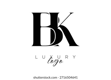 Logotipo de la tipografía del monograma de la letra de BK Serif para la identidad elegante de la marca de Premium