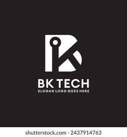 BK Technology initial letter logo vector image