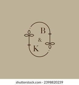 BK wedding initial logo in high quality professional design that will print well across any print media