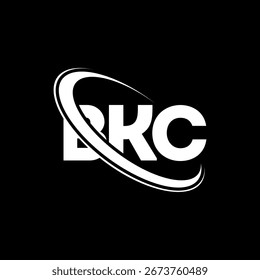 Logo de BKC. Carta BKC. Diseño del logotipo de la letra de BKC. Logotipo de BK C enlazado con el círculo y el logotipo del monograma en mayúsculas. Tipografía BKC para tecnología, negocio y marca inmobiliaria.