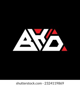 BKD triangle letter logo design with triangle shape. BKD triangle logo design monogram. BKD triangle vector logo template with red color. BKD triangular logo Simple, Elegant, and Luxurious design
