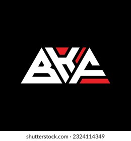 Diseño del logotipo de la letra triangular BKF con forma triangular. Monograma de diseño del logotipo del triángulo BKF. Plantilla de logotipo vectorial de triángulo BKF con color rojo. Logo triangular BKF Diseño sencillo, elegante y lujoso