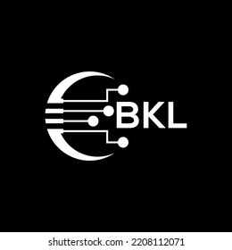 Logo de la carta BKL fondo negro .BKL diseño del logo de la tecnología vectorial imagen en el ilustrador .BKL diseño del logotipo de la letra para emprendedores y empresas.

