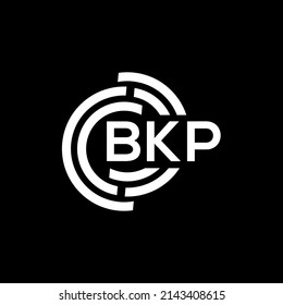 Diseño del logotipo de la letra BKP sobre fondo negro. Concepto del logo de la carta de las iniciales creativas de BKP. Diseño de letras BKP.

