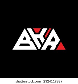 BKR triangle letter logo design with triangle shape. BKR triangle logo design monogram. BKR triangle vector logo template with red color. BKR triangular logo Simple, Elegant, and Luxurious design