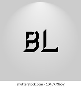 BL Abstract Black Letters with white and gray background in highlight