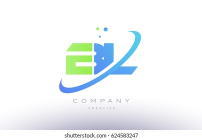 bl b l alphabet green blue swoosh letter company logo vector icon design template