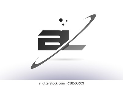 bl b l alphabet letter logo black white grey swoosh creative text dots company vector icon design template