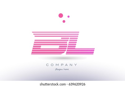 bl b l alphabet letter logo pink purple stripes lines creative text dots company vector icon design template