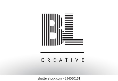 BL B L Black and White Letter Logo Design with Vertical and Horizontal Lines.