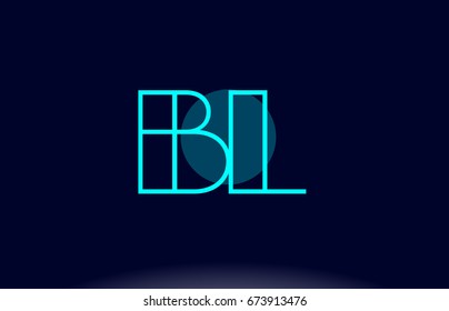 bl b l blue line circle letter logo alphabet creative company vector icon design template