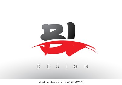 BL B L Brush Logo Letters Design with Red and Black Colors and Brush Letter Concept.