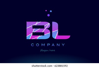bl b l  creative color blue background pink purple magenta alphabet letter company logo vector icon
