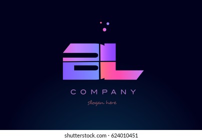 bl b l creative color blue background pink purple blue magenta alphabet letter company logo vector icon design