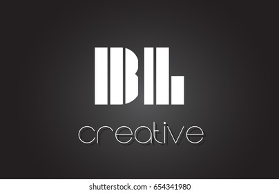 BL B L Creative Letter Logo Design With White and Black Lines.