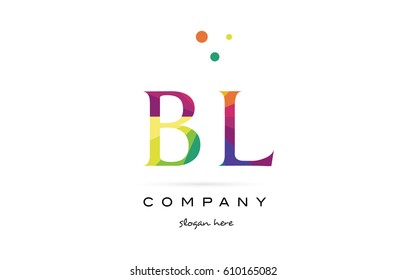 bl b l  creative rainbow colors colored alphabet company letter logo design vector icon template