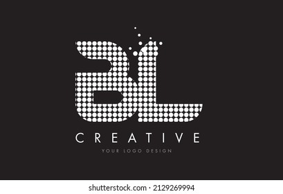 BL B L Dots Letter Logo Design with White Magenta Bubble Circles and Swoosh