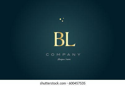 bl b l  gold golden luxury product metal metallic alphabet company letter logo design vector icon template green background