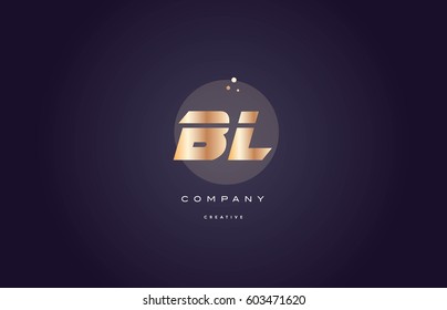 bl b l  gold yellow golden metal metallic bold luxury product modern creative gradient alphabet company logo design vector icon template