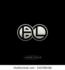 BL B L initial letter linked circle capital monogram logo modern template silver color edition