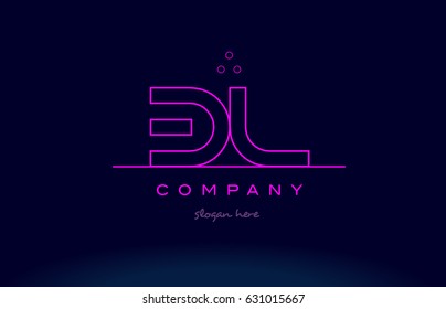 bl b l letter alphabet text pink purple dots contour line creative company logo vector icon design template