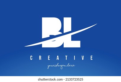 BL B L Letter Modern Logo Design with Swoosh Cutting the Middle White and Yellow Background.