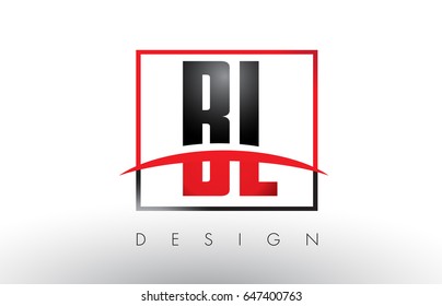BL B L Logo Letters with Red and Black Colors and Swoosh. Creative Letter Design Vector.