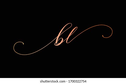 bl or b, l Lowercase Cursive Letter Initial Logo Design, Vector Template