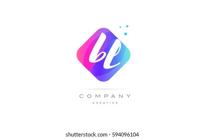 bl b l  pink blue rhombus abstract 3d alphabet company letter text logo hand writting written design vector icon template 