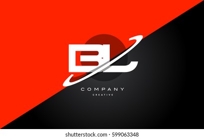 bl b l  red black white technology swoosh alphabet company letter logo design vector icon template 