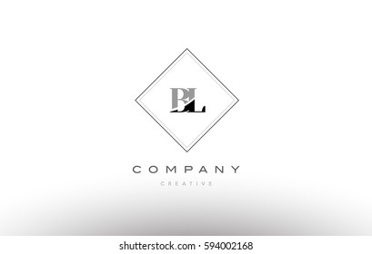 bl b l  retro vintage black white alphabet company letter logo line design vector icon template 