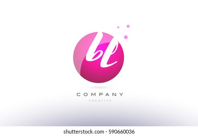 bl b l  sphere pink 3d alphabet company letter combination logo hand writting written design vector icon template 