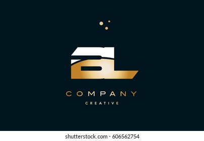 bl b l  white yellow gold golden metal metallic luxury alphabet company letter logo design vector icon template