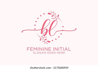 BL beauty monogram and elegant logo design handwriting logo of initial signature, wedding, fashion, floral and botanical with creative template.
