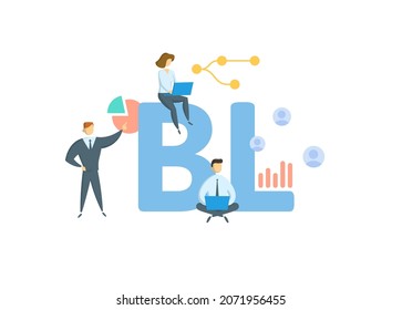 BL, Bill of Lading. Concept with keyword, people and icons. Flat vector illustration. Isolated on white.