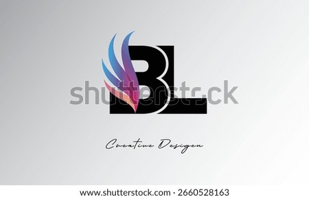 BL Feather Gradient Logo – Elegant Wing Monogram for Modern Branding and Visual Identity Design