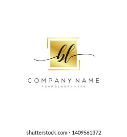 BL handwriting initial logo template vector.
