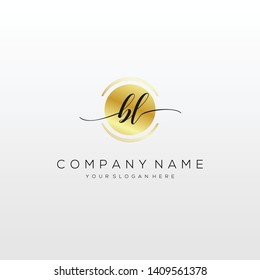 BL handwriting initial logo template vector.