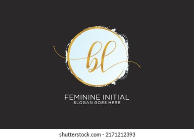 BL handwriting logo with circle template vector signature, wedding, fashion, floral and botanical with creative template.