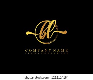 BL initial handwriting logo circle template vector