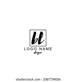 BL Initial Handwriting Logo Design Template Vector