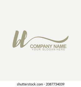BL Initial Handwriting Logo Design Vector