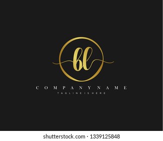 BL initial handwriting logo template vector