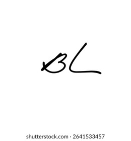 BL initial handwriting logo vector