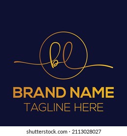 bl initial handwriting logo,circle template vector, bl logo
