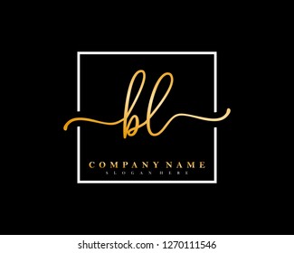 BL Initial handwriting square minimalist logo vector